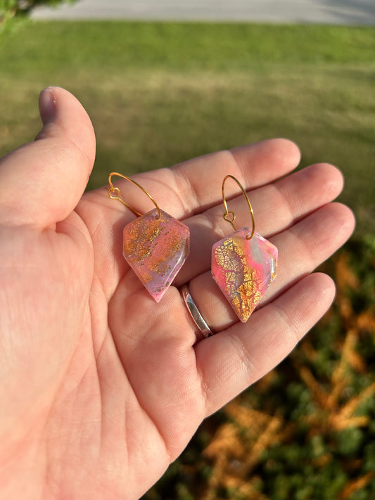 Pink Flaked Hoops