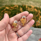 Gold Flake Flower Resin Studs