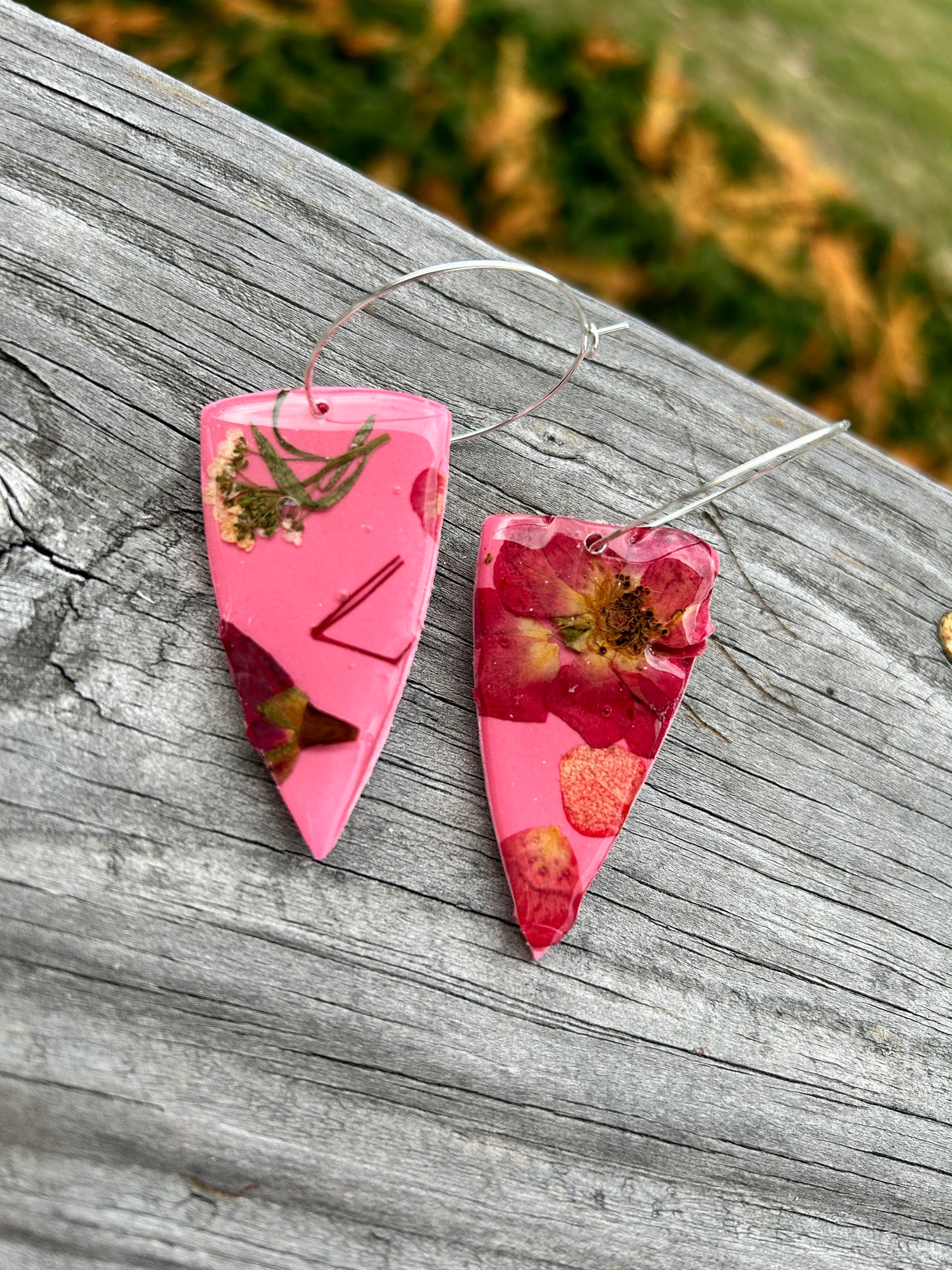 Pressed Flower Dagger Hoops