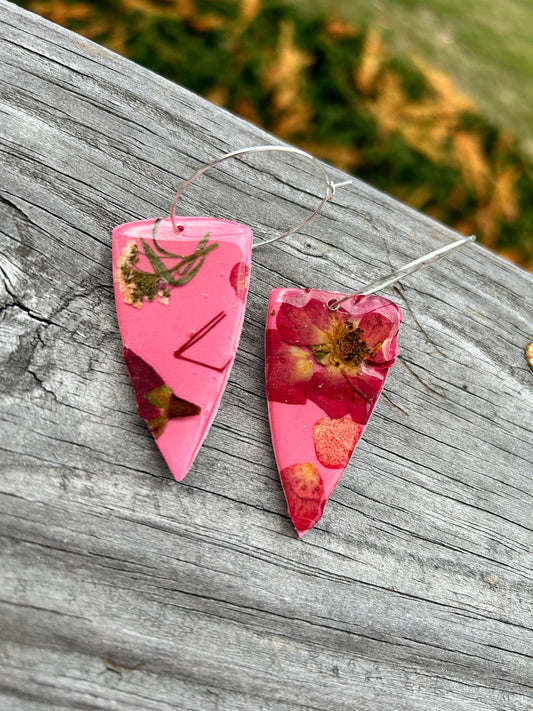 Pressed Flower Dagger Hoops