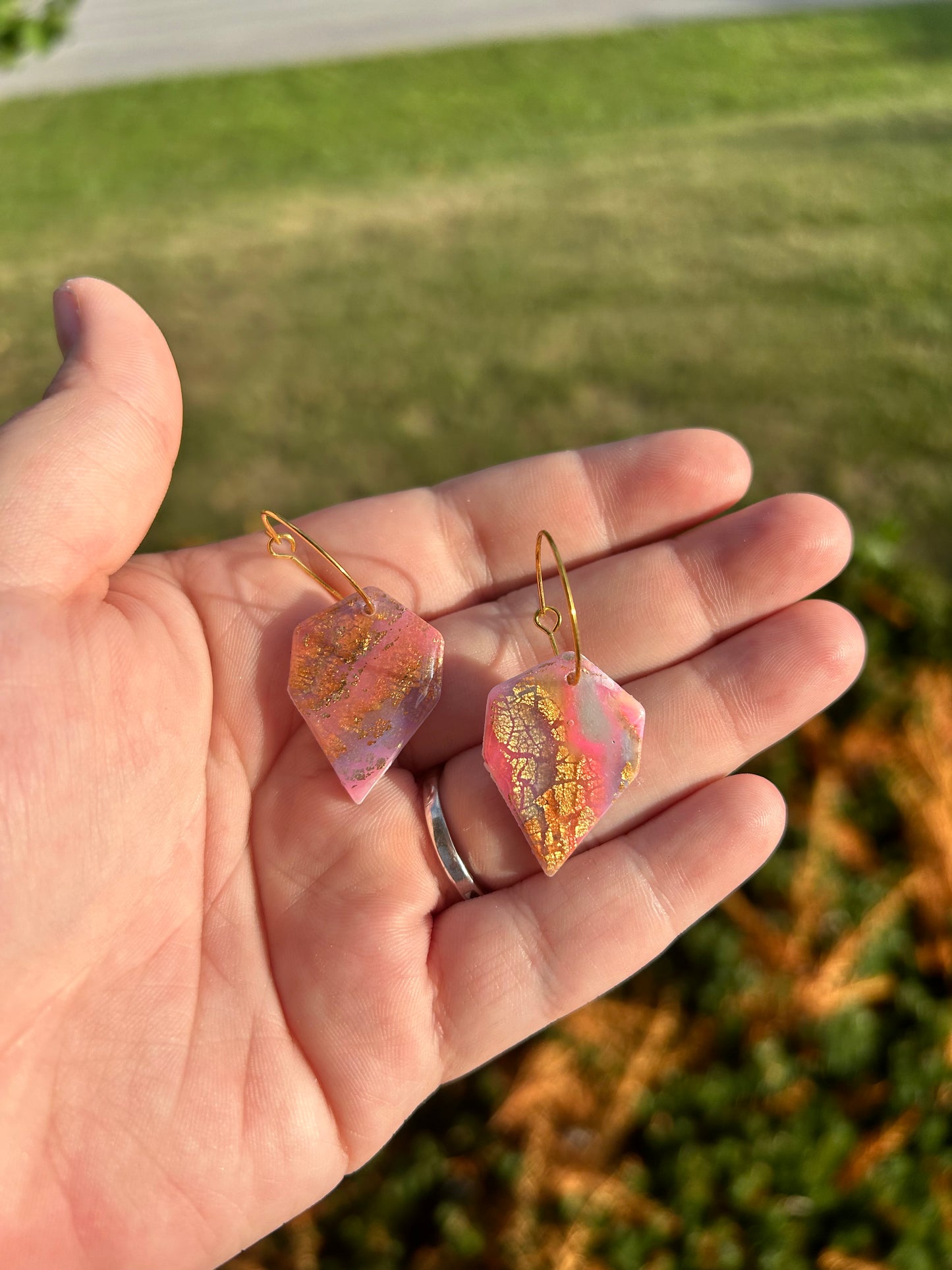 Pink Flaked Hoops