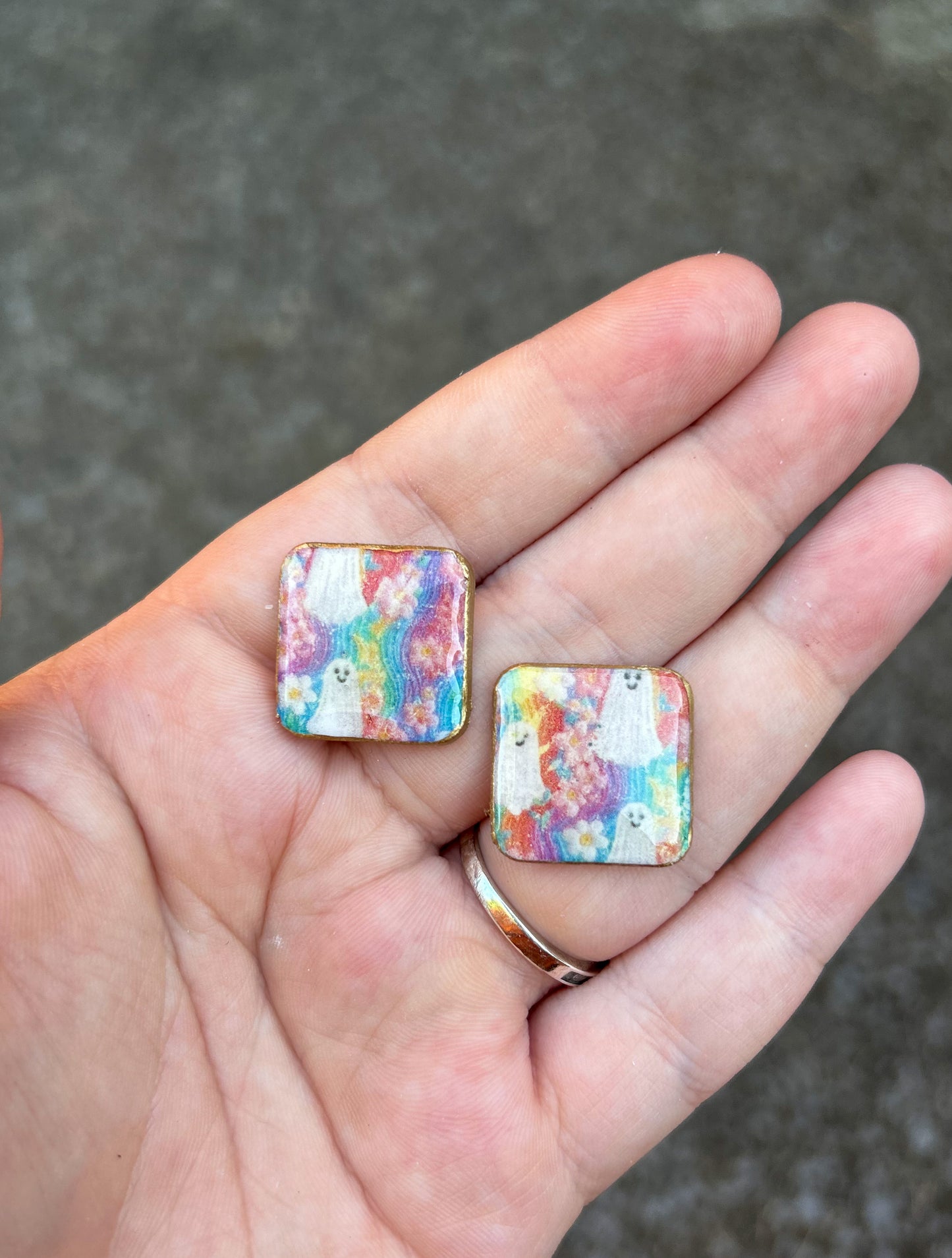 Rainbow Ghosts Studs