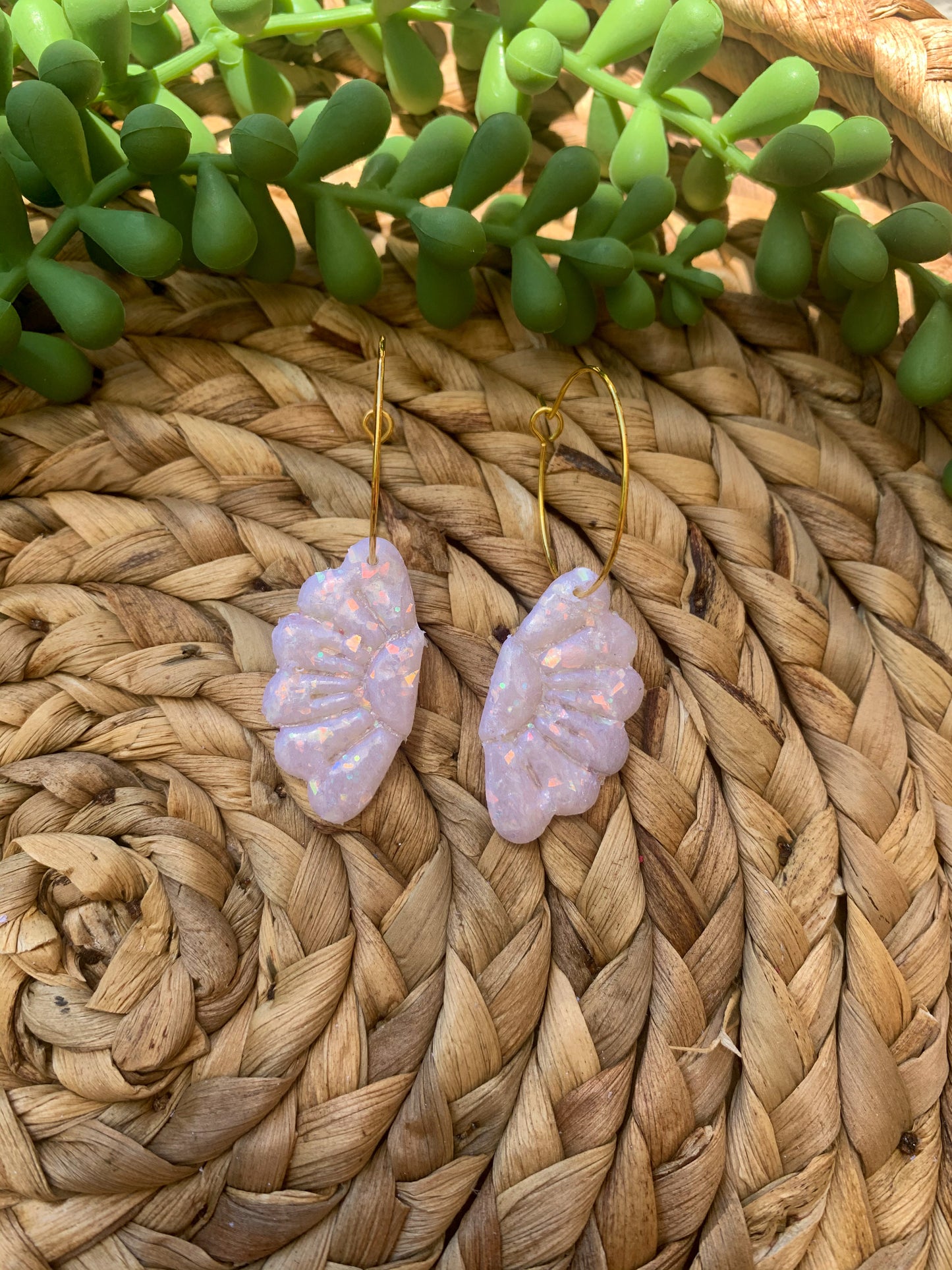 Opal Half Flower Hoops