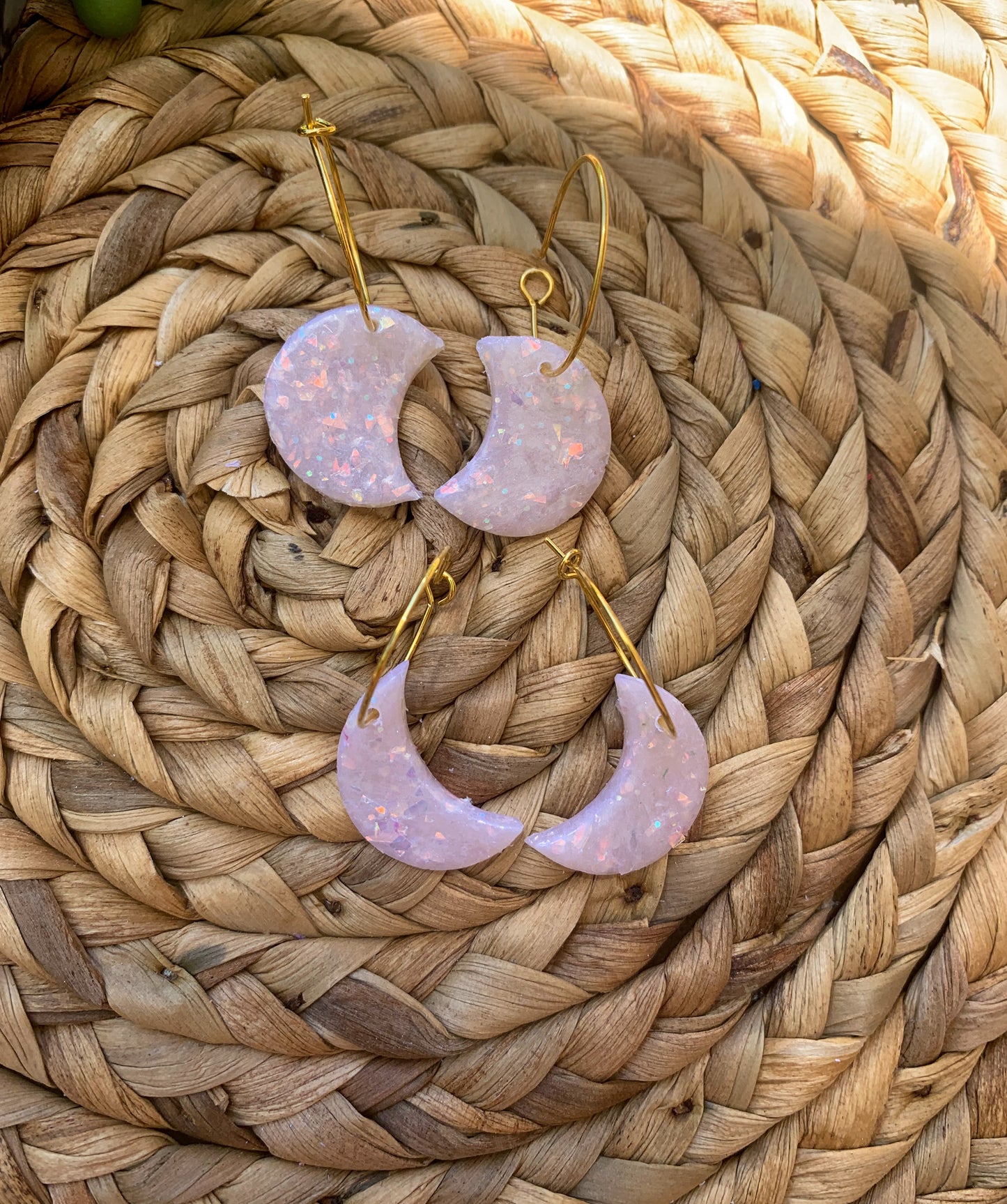 Tiny Opal Moon Hoops