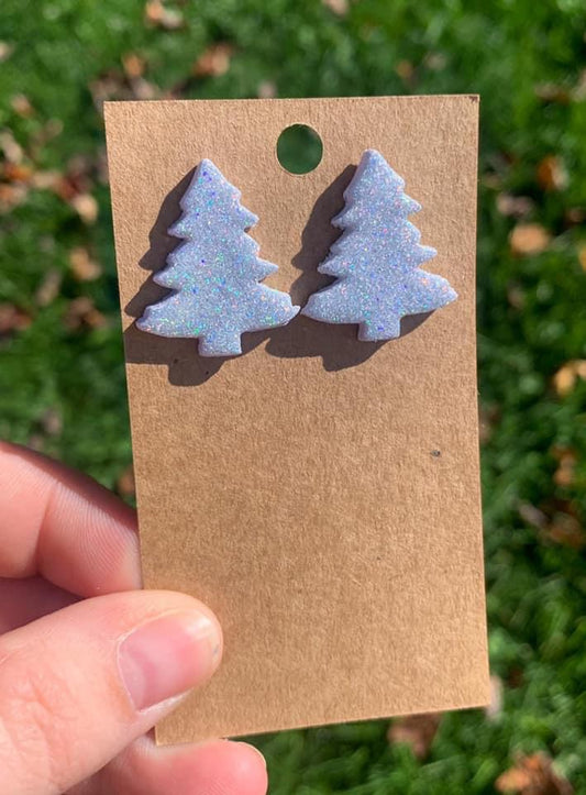 Holographic Christmas Tree Studs