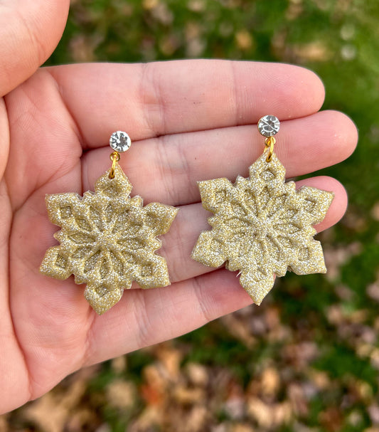 Gold Glitter Snowflakes